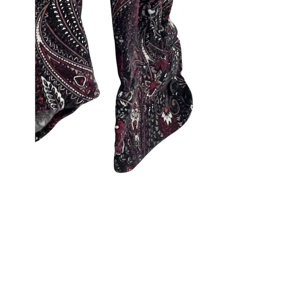 Chaps Women's No Iron Petite Shirt Red Paisley Button-Up Long Sleeve Size PM/M - Picture 7 of 9